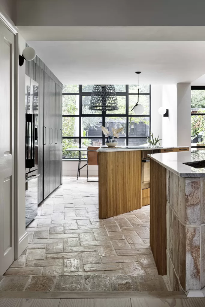 recangular reclaimed terracott tiles in kitchen