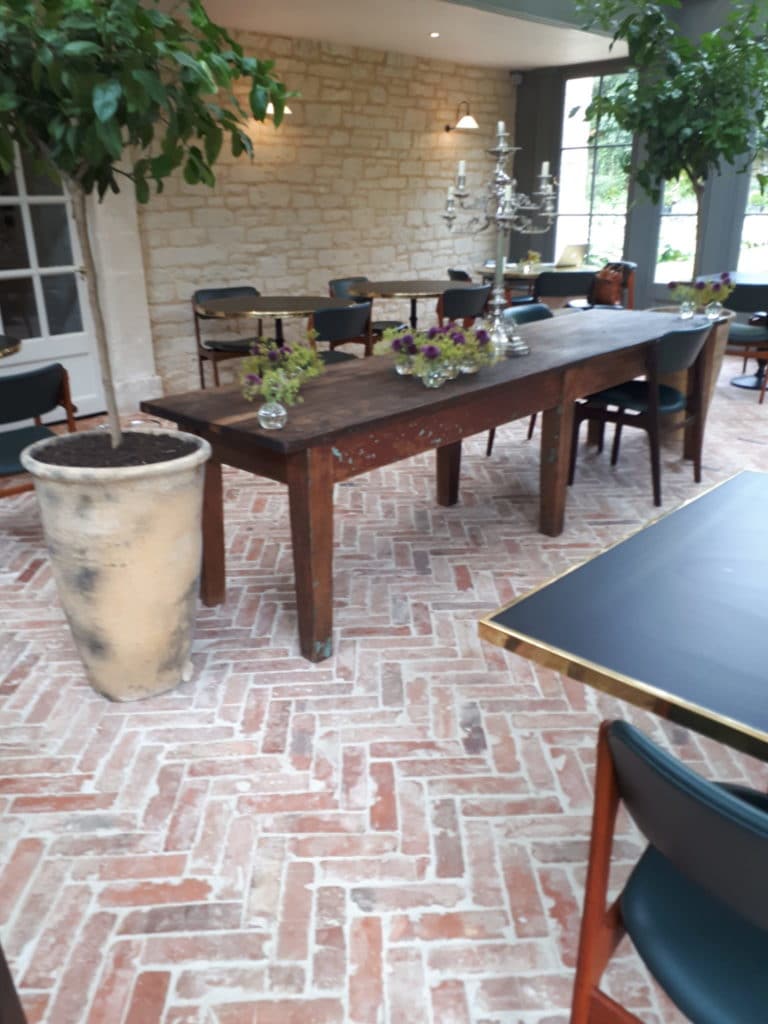 LUBP herringbone brick floor tile with lime wash