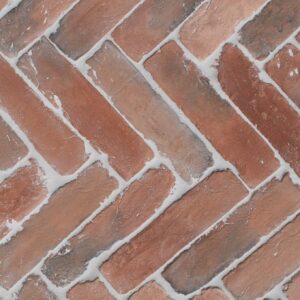 rustic brick tiles in herringbone