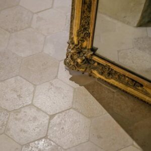 hex french limestone tiles situ