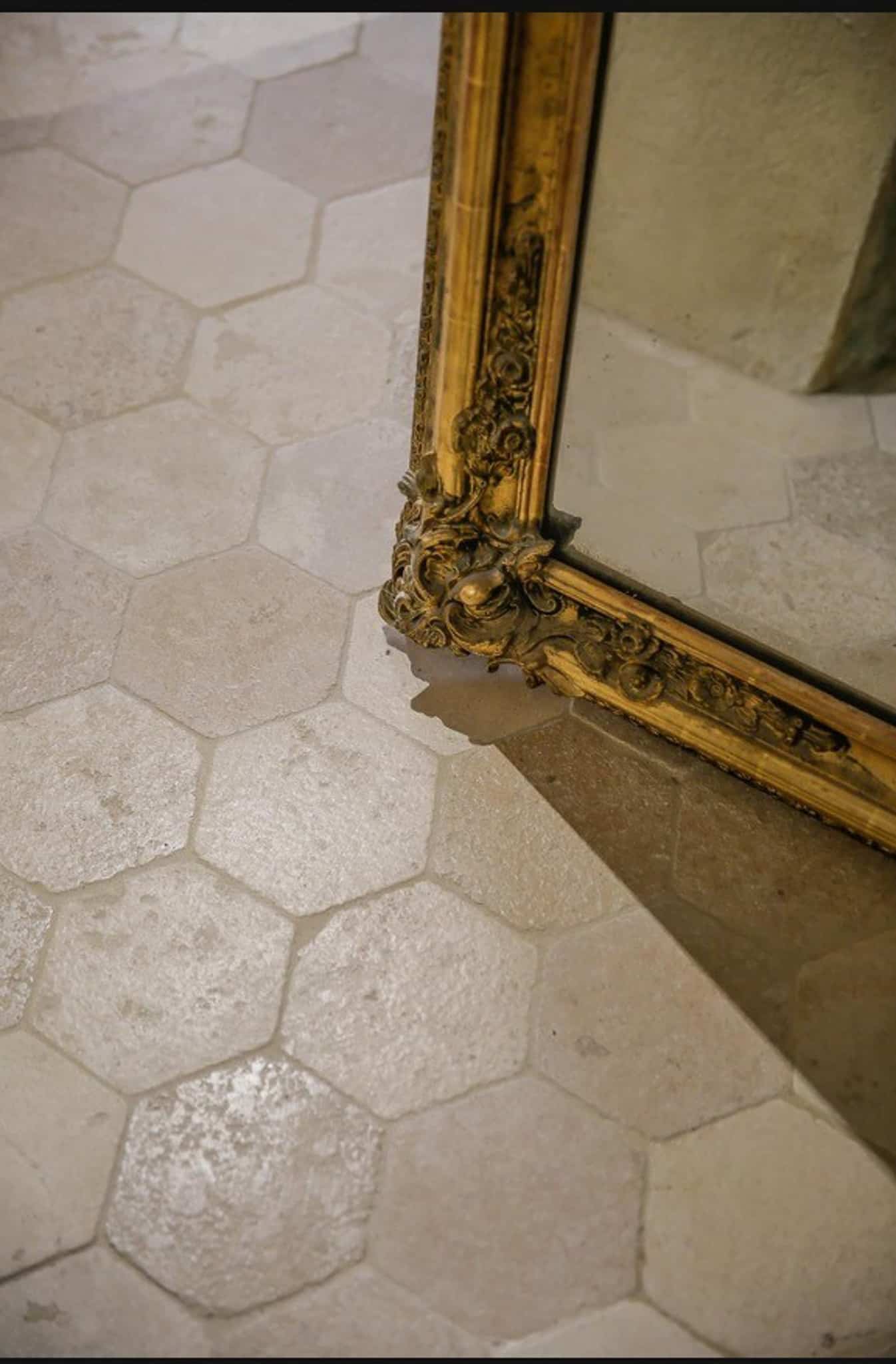 hex french limestone tiles situ